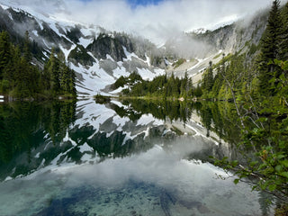 Mountain reflecting in a lake in Mount Rainier National Park