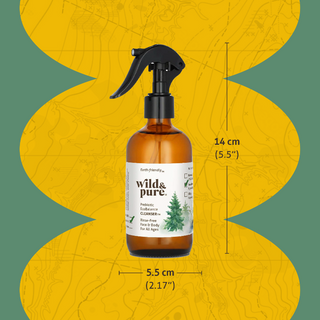 Sized at 5.5" tall and 2.17" wide: 8oz Spray Body Wash, No-Rinse Sensitive Skin EcoBalance Cleanser