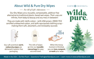 About Wild & Pure Dry Wipes Label