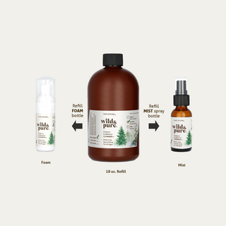 One 18oz refill works with both foam and mist dispensers, in all sizes