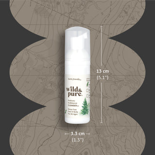 size 5.1" tall by 1.3" wide: 1.7oz Travel-Size Foam of EWG Verified Natural EcoBalance Body Cleanser 