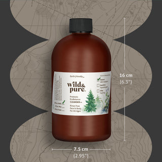 size 6.3" tall by 2.95" wide: 18oz Rinse Free Body Wash Refill Bottle of EWG Verified Natural EcoBalance Cleanser 