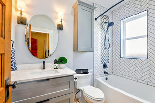 Wild & Pure in a modern white bathroom
